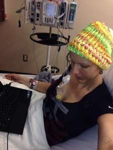 PET Scan Results a little disappointing :(         –  FUNKY HAT / Getting my Christmas Cocktail yesterday “aka” Chemo